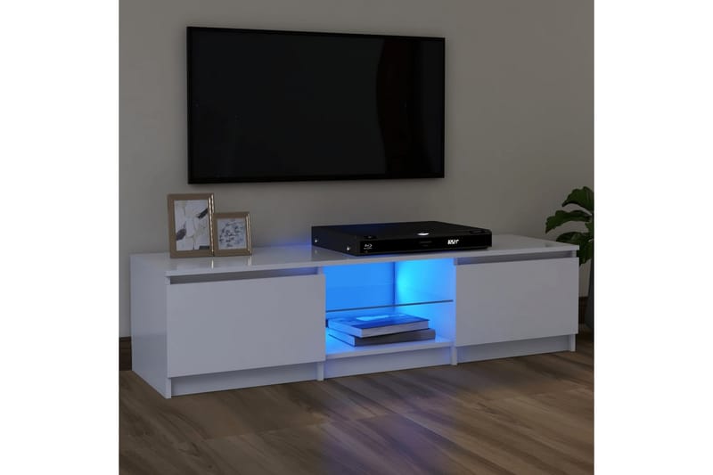 TV-benk med LED-lys hvit 120x30x35,5 cm - Hvit - Møbler - TV- & Mediamøbler - TV benk & mediabenk