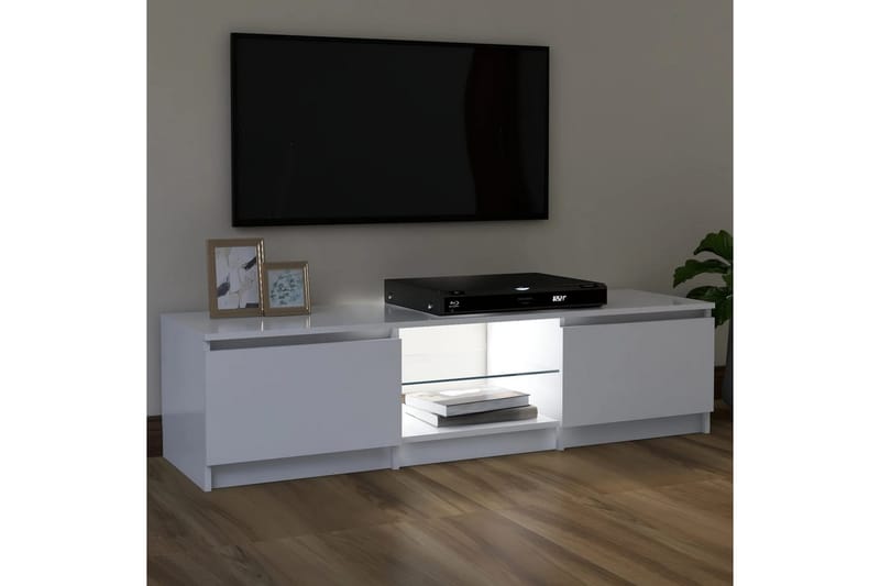 TV-benk med LED-lys hvit 120x30x35,5 cm - Hvit - Møbler - TV- & Mediamøbler - TV benk & mediabenk