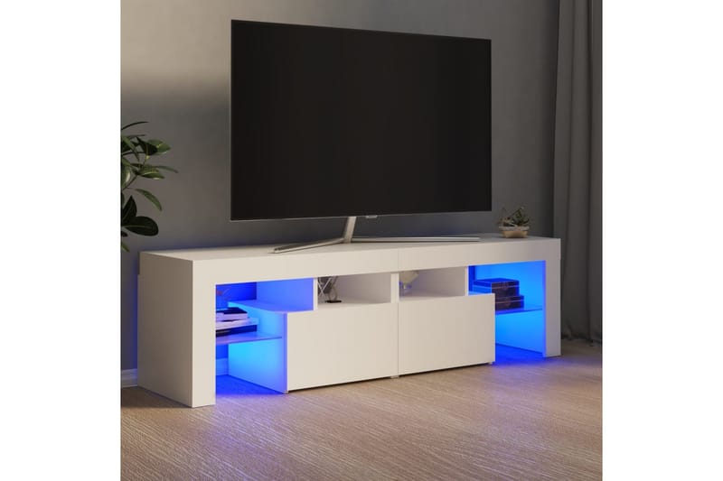 TV-benk med LED-lys hvit 140x35x40 cm - Hvit - Møbler - TV- & Mediamøbler - TV benk & mediabenk