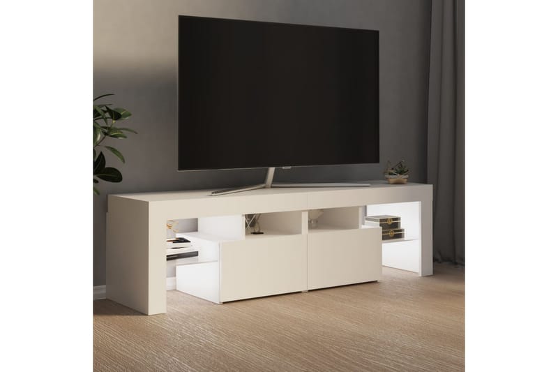 TV-benk med LED-lys hvit 140x35x40 cm - Hvit - Møbler - TV- & Mediamøbler - TV benk & mediabenk