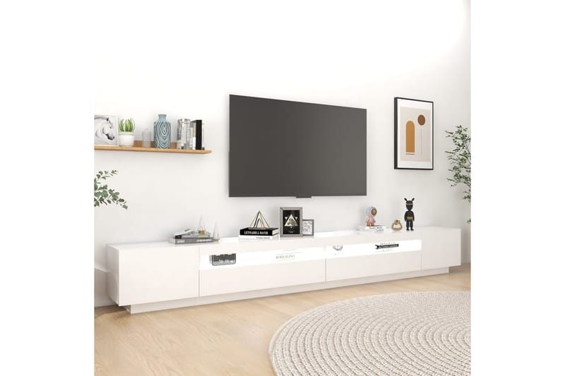 TV-benk med LED-lys hvit 300x35x40 cm - Hvit - Møbler - TV- & Mediamøbler - TV benk & mediabenk