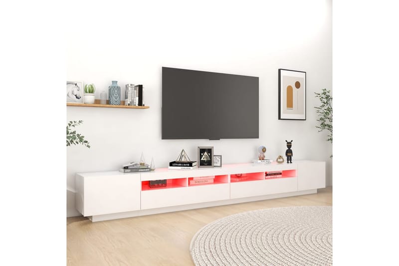 TV-benk med LED-lys hvit 300x35x40 cm - Hvit - Møbler - TV- & Mediamøbler - TV benk & mediabenk