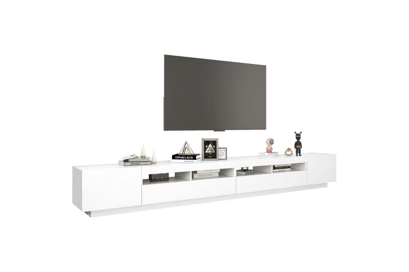 TV-benk med LED-lys hvit 300x35x40 cm - Hvit - Møbler - TV- & Mediamøbler - TV benk & mediabenk