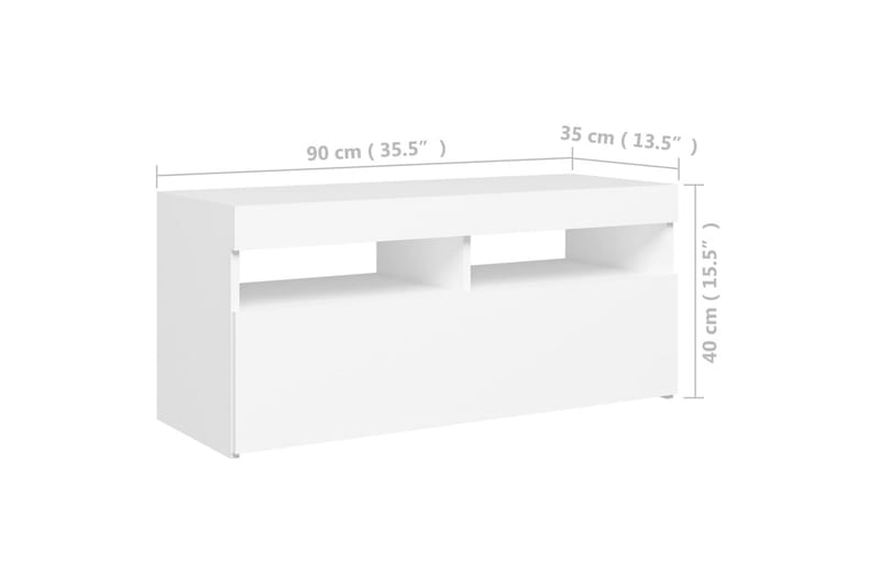 TV-benk med LED-lys hvit 90x35x40 cm - Hvit - Møbler - TV- & Mediamøbler - TV benk & mediabenk