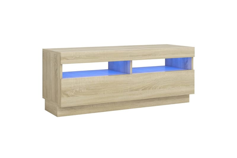 TV-benk med LED-lys sonoma eik 100x35x40 cm - Brun - Møbler - TV- & Mediamøbler - TV benk & mediabenk