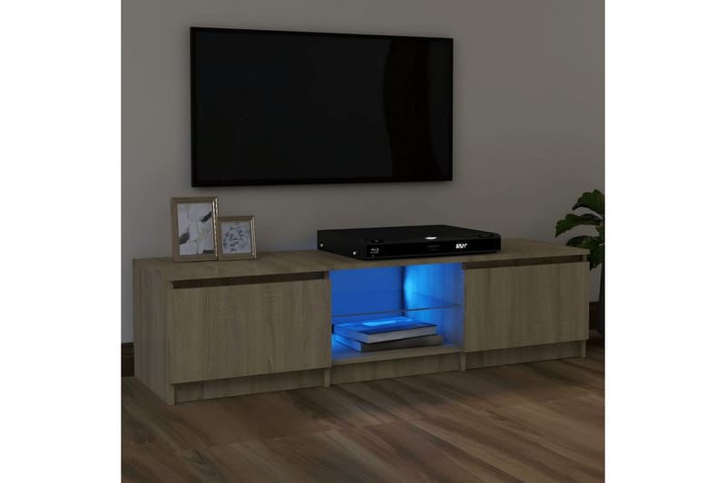 TV-benk med LED-lys sonoma eik 120x30x35,5 cm - Brun - Møbler - TV- & Mediamøbler - TV benk & mediabenk