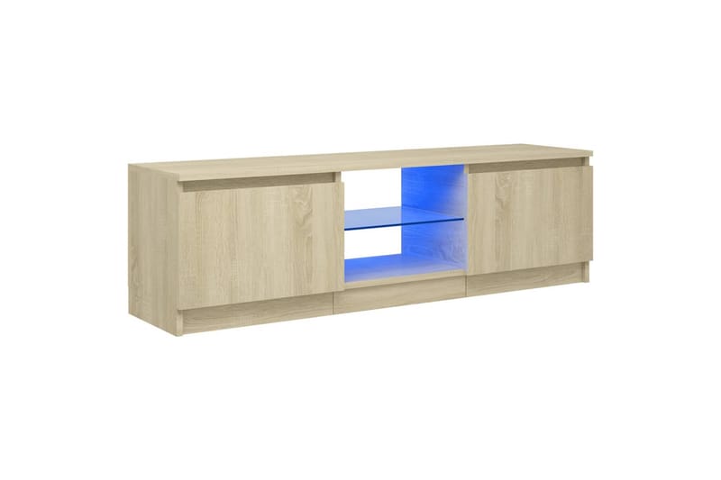 TV-benk med LED-lys sonoma eik 120x30x35,5 cm - Brun - Møbler - TV- & Mediamøbler - TV benk & mediabenk