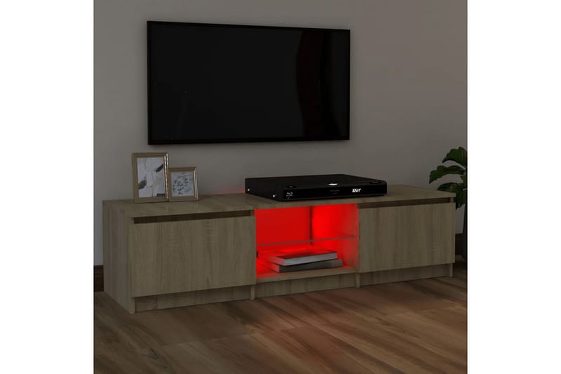 TV-benk med LED-lys sonoma eik 120x30x35,5 cm - Brun - Møbler - TV- & Mediamøbler - TV benk & mediabenk