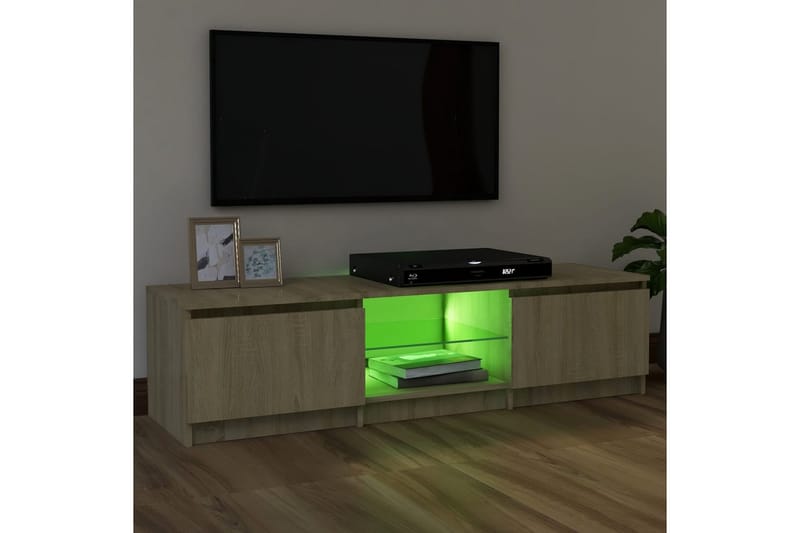 TV-benk med LED-lys sonoma eik 120x30x35,5 cm - Brun - Møbler - TV- & Mediamøbler - TV benk & mediabenk