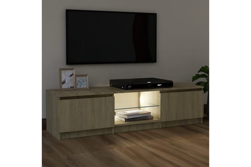 TV-benk med LED-lys sonoma eik 120x30x35,5 cm - Brun - Møbler - TV- & Mediamøbler - TV benk & mediabenk