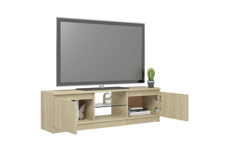 TV-benk med LED-lys sonoma eik 120x30x35,5 cm - Brun - Møbler - TV- & Mediamøbler - TV benk & mediabenk