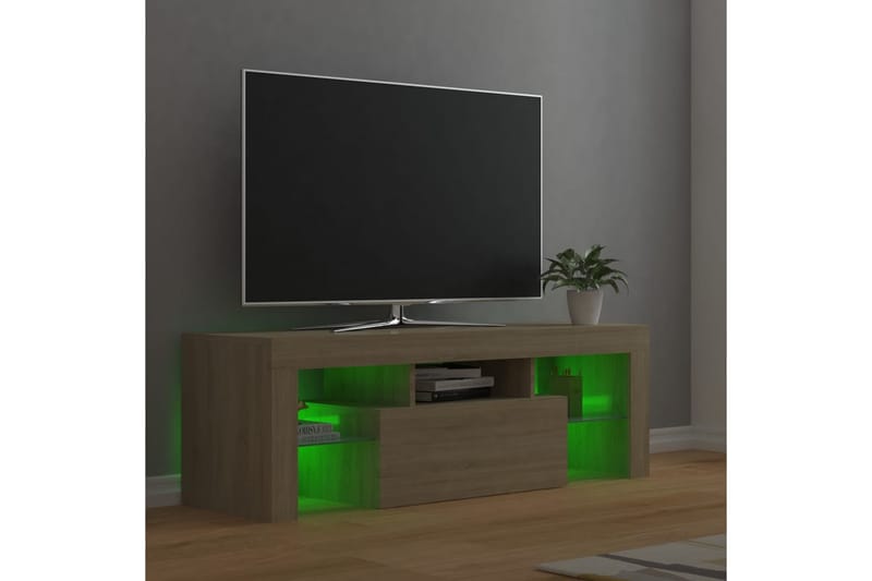 TV-benk med LED-lys sonoma eik 120x35x40 cm - Brun - Møbler - TV- & Mediamøbler - TV benk & mediabenk