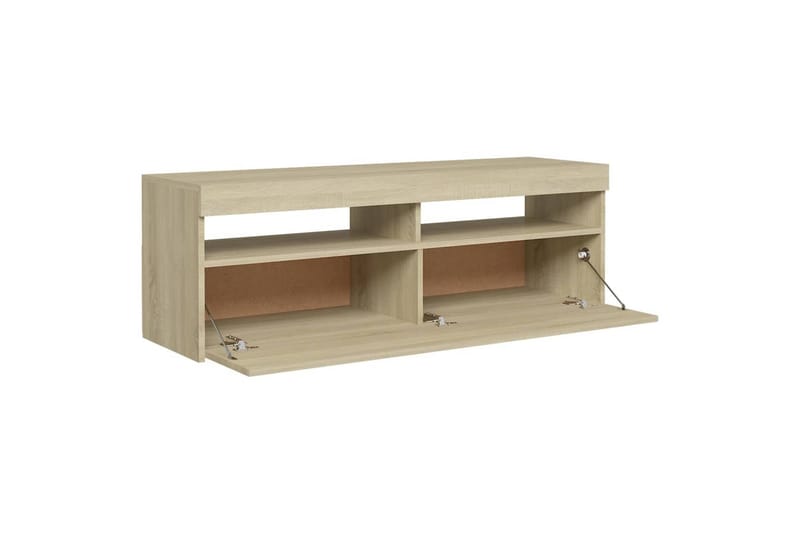 TV-benk med LED-lys sonoma eik 120x35x40 cm - Brun - Møbler - TV- & Mediamøbler - TV benk & mediabenk