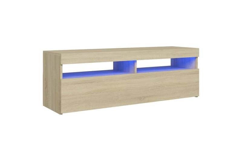 TV-benk med LED-lys sonoma eik 120x35x40 cm - Brun - Møbler - TV- & Mediamøbler - TV benk & mediabenk