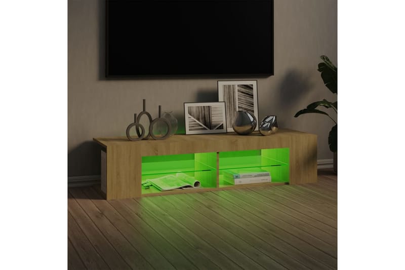 TV-benk med LED-lys sonoma eik 135x39x30 cm - Brun - Møbler - TV- & Mediamøbler - TV benk & mediabenk