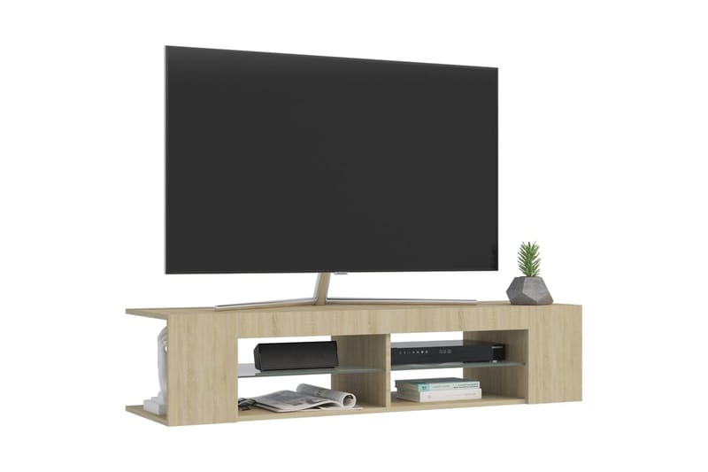 TV-benk med LED-lys sonoma eik 135x39x30 cm - Brun - Møbler - TV- & Mediamøbler - TV benk & mediabenk