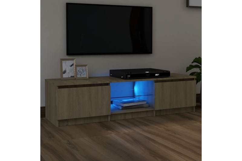 TV-benk med LED-lys sonoma eik 140x40x35,5 cm - Brun - Møbler - TV- & Mediamøbler - TV benk & mediabenk