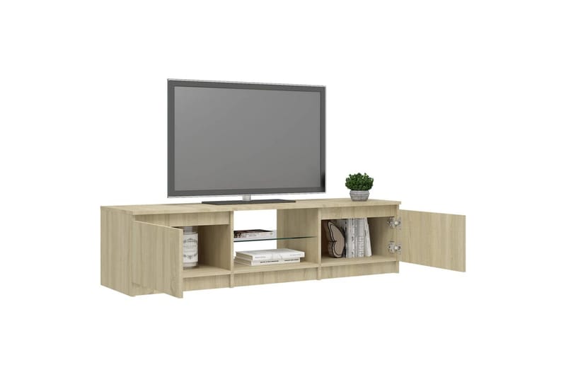 TV-benk med LED-lys sonoma eik 140x40x35,5 cm - Brun - Møbler - TV- & Mediamøbler - TV benk & mediabenk