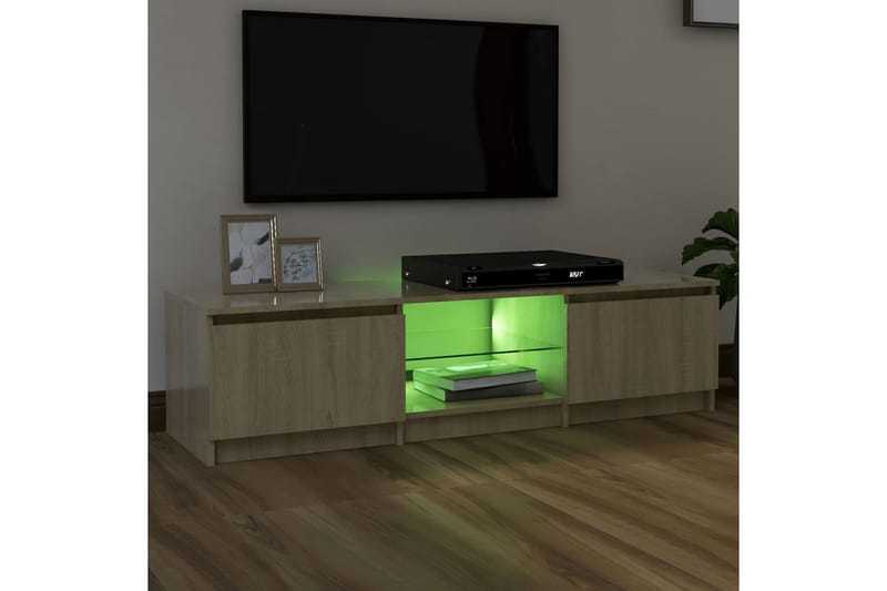 TV-benk med LED-lys sonoma eik 140x40x35,5 cm - Brun - Møbler - TV- & Mediamøbler - TV benk & mediabenk