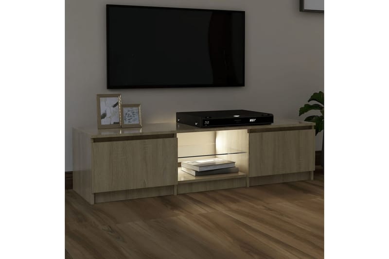 TV-benk med LED-lys sonoma eik 140x40x35,5 cm - Brun - Møbler - TV- & Mediamøbler - TV benk & mediabenk