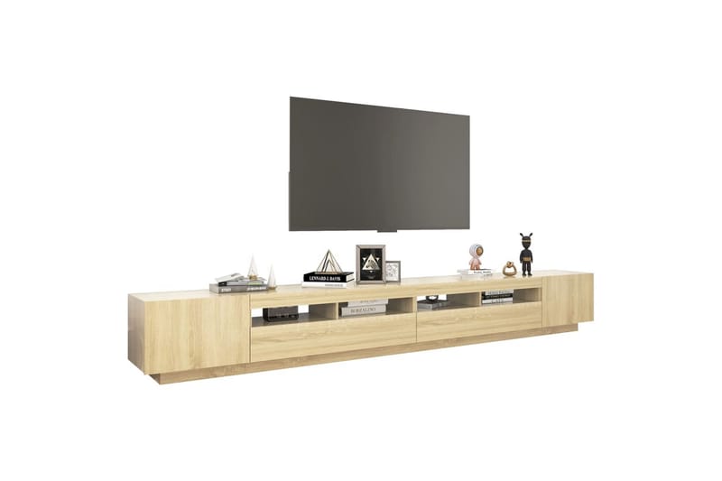 TV-benk med LED-lys sonoma eik 300x35x40 cm - Brun - Møbler - TV- & Mediamøbler - TV benk & mediabenk