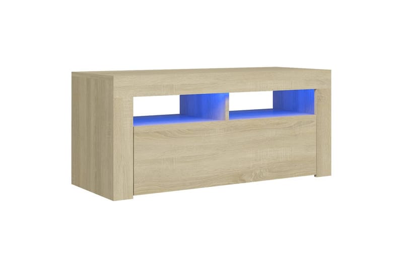 TV-benk med LED-lys sonoma eik 90x35x40 cm - Brun - Møbler - TV- & Mediamøbler - TV benk & mediabenk