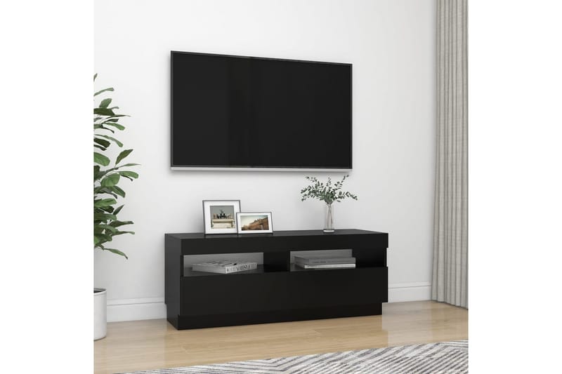 TV-benk med LED-lys svart 100x35x40 cm - Svart - Møbler - TV- & Mediamøbler - TV benk & mediabenk