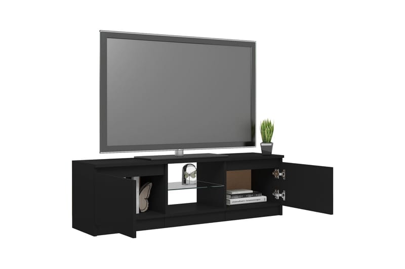 TV-benk med LED-lys svart 120x30x35,5 cm - Svart - Møbler - TV- & Mediamøbler - TV benk & mediabenk