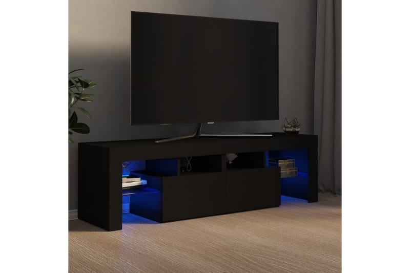 TV-benk med LED-lys svart 140x35x40 cm - Svart - Møbler - TV- & Mediamøbler - TV benk & mediabenk