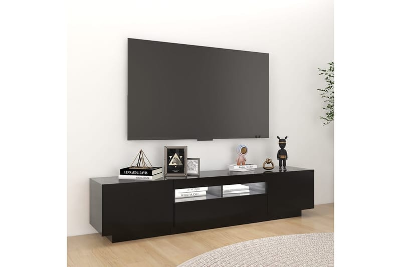 TV-benk med LED-lys svart 180x35x40 cm - Svart - Møbler - TV- & Mediamøbler - TV benk & mediabenk