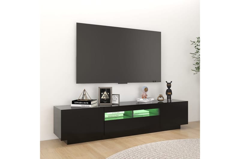 TV-benk med LED-lys svart 180x35x40 cm - Svart - Møbler - TV- & Mediamøbler - TV benk & mediabenk