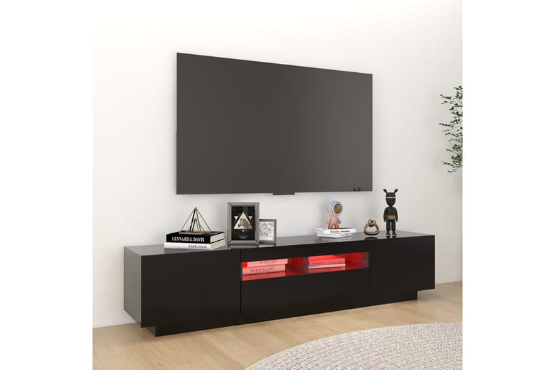 TV-benk med LED-lys svart 180x35x40 cm - Svart - Møbler - TV- & Mediamøbler - TV benk & mediabenk