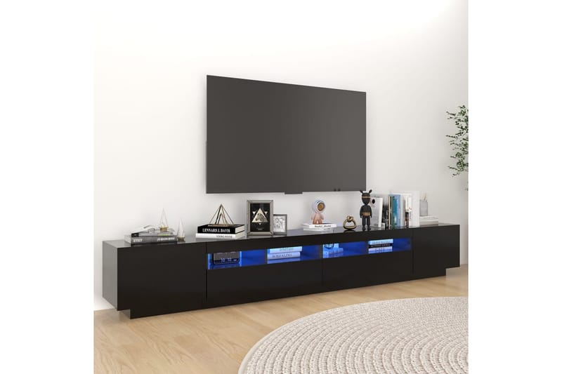 TV-benk med LED-lys svart 260x35x40 cm - Svart - Møbler - TV- & Mediamøbler - TV benk & mediabenk