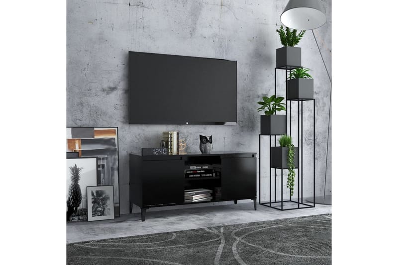 TV-benk med metallben svart 103,5x35x50 cm - Svart - Møbler - TV- & Mediamøbler - TV benk & mediabenk