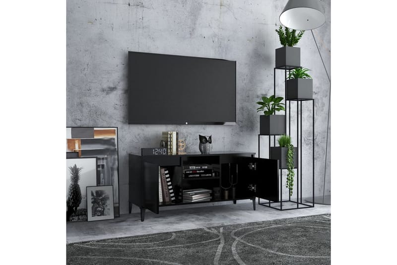 TV-benk med metallben svart 103,5x35x50 cm - Svart - Møbler - TV- & Mediamøbler - TV benk & mediabenk