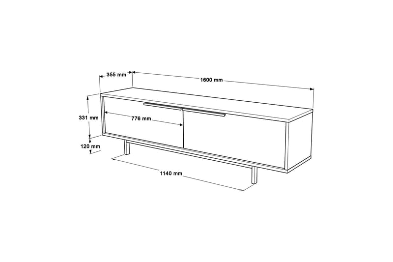 TV-benk Munish 160 cm - Eik/Valnøtt - Møbler - TV- & Mediamøbler - TV benk & mediabenk