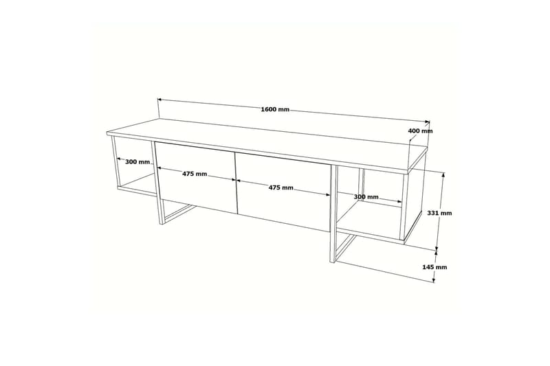 TV-benk Mushir 160 cm - Hvit - Møbler - TV- & Mediamøbler - TV benk & mediabenk