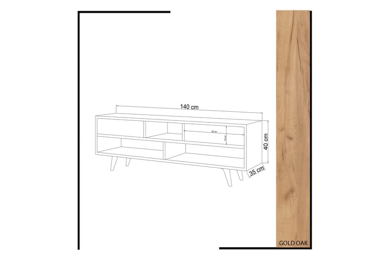 TV-benk Naidaj 140 cm - Hvit/Brun - Møbler - TV- & Mediamøbler - TV benk & mediabenk