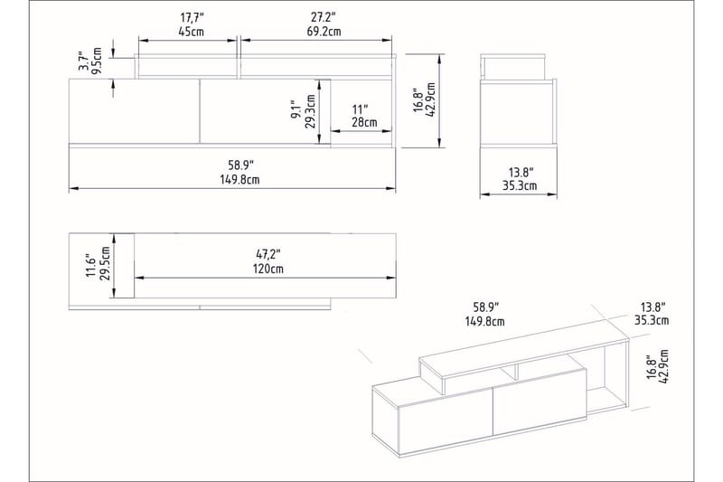 TV-benk Nexeria 150 cm - Natur/Hvit - Møbler - TV- & Mediamøbler - TV benk & mediabenk