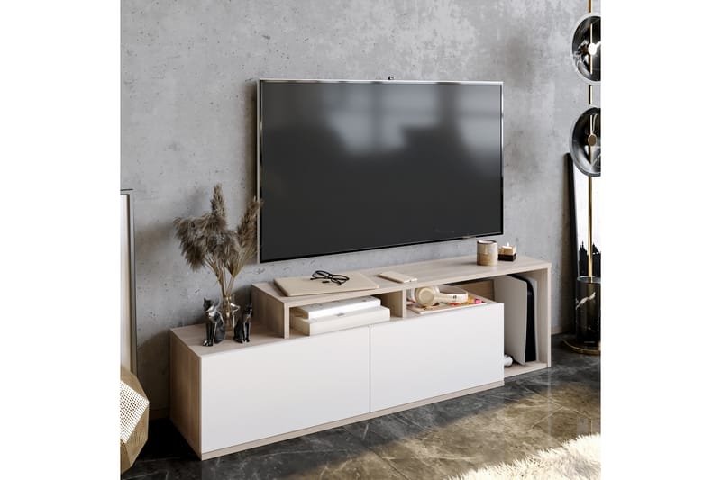 TV-benk Nexeria 150 cm - Natur/Hvit - Møbler - TV- & Mediamøbler - TV benk & mediabenk