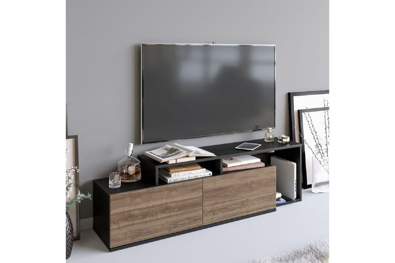 TV-benk Nexeria 150 cm - Svart/Mørkebrun - Møbler - TV- & Mediamøbler - TV benk & mediabenk