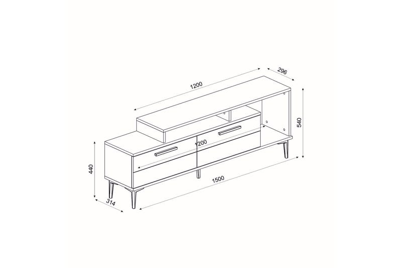 TV-benk Nivarlet 150 cm - Blå / Natur / Antrasitt - Møbler - TV- & Mediamøbler - TV benk & mediabenk