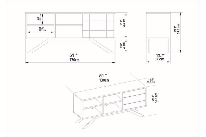 TV-benk Northeim 130 cm - Svart - Møbler - TV- & Mediamøbler - TV benk & mediabenk