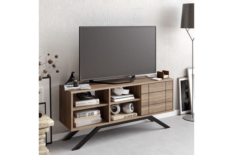 TV-benk Northeim 130 cm - Svart/Mørkebrun - Møbler - TV- & Mediamøbler - TV benk & mediabenk