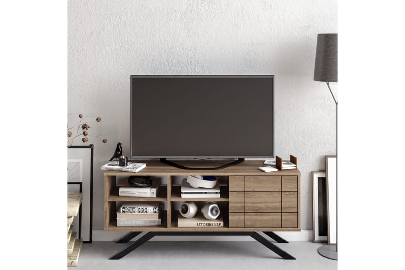 TV-benk Northeim 130 cm - Svart/Mørkebrun - Møbler - TV- & Mediamøbler - TV benk & mediabenk