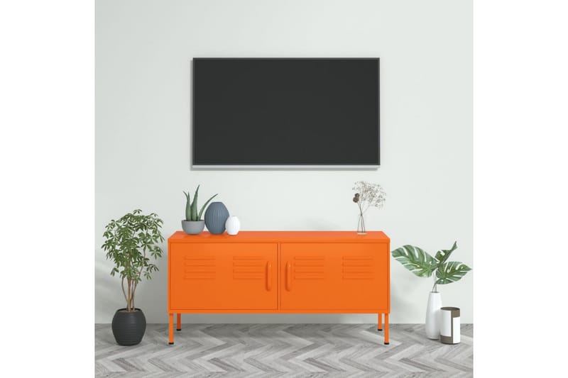 TV-benk oransje 105x35x50 cm stål - Oransj - Møbler - TV- & Mediamøbler - TV benk & mediabenk