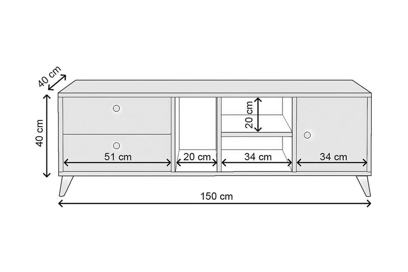 TV-benk Oxaca 150 cm - Natur - TV benk & mediabenk