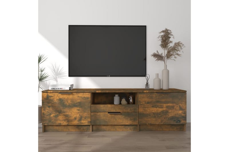 TV-benk røkt eik 140x35x40 cm konstruert tre - Brun - Møbler - TV- & Mediamøbler - TV benk & mediabenk