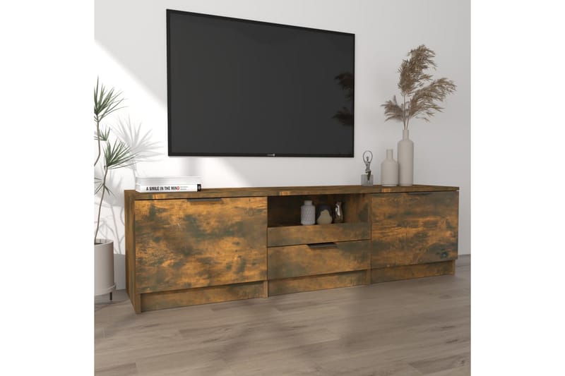 TV-benk røkt eik 140x35x40 cm konstruert tre - Brun - Møbler - TV- & Mediamøbler - TV benk & mediabenk