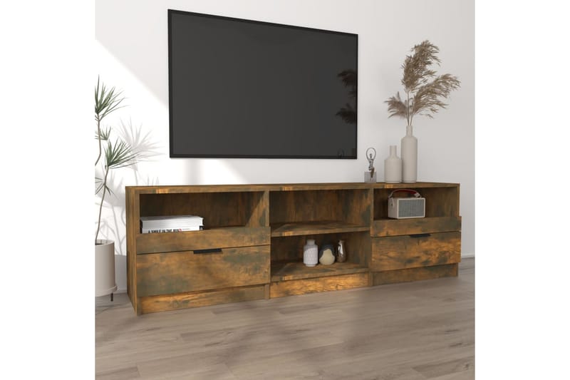 TV-benk røkt eik 150x33,5x45 cm konstruert tre - Brun - Møbler - TV- & Mediamøbler - TV benk & mediabenk